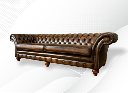 xxl Sofa 4 Seater Couch Chesterfield Upholstery Seat Suite Leather Textile Brown